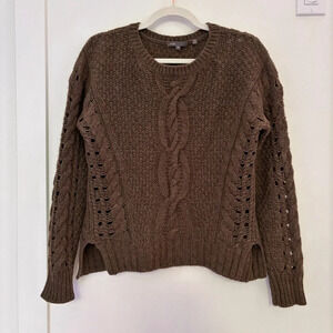 Vince Cable Knit Wool Yak Sweater Brown Size XS Crewneck Cozy Fall Cabin Classic